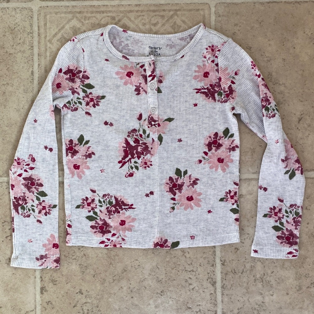 🌻 3/$10 Thermal Floral Long Sleeve Shirt